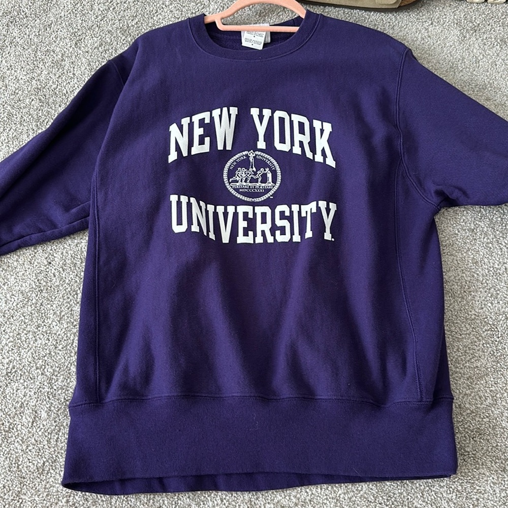purple champion medium nyu sweatshirt